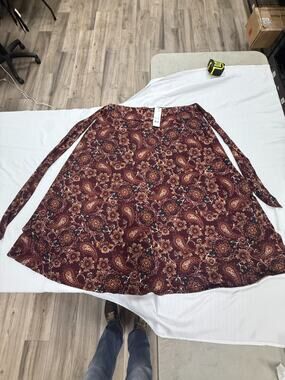 NWT New York Collection Plus Size 1X Wrap Skirt Wine Paisley Boho Asymmetrical